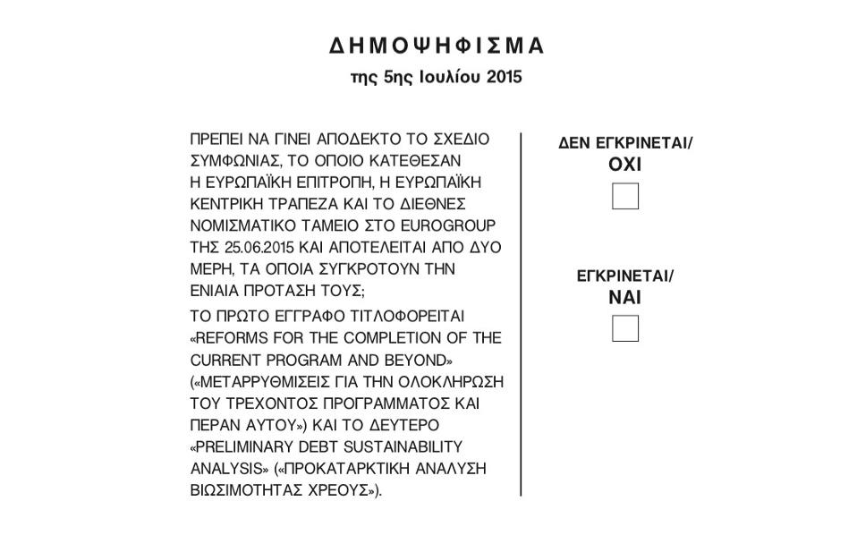 Αυτό είναι το ψηφοδέλτιο του δημοψηφίσματος -Οι αντιδράσεις, τι απαντά το ΥΠΕΣ