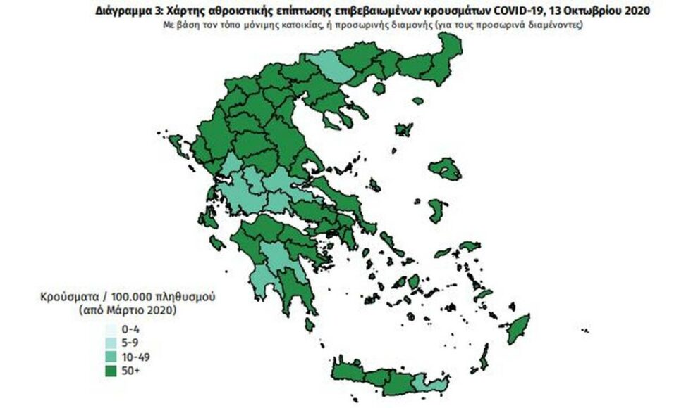 Η γεωγραφική κατανομή των σημερινών κρουσμάτων